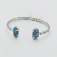 New Kendra Scott Elton Silver Cuff Bracelet in Bronze Veined Turquoise