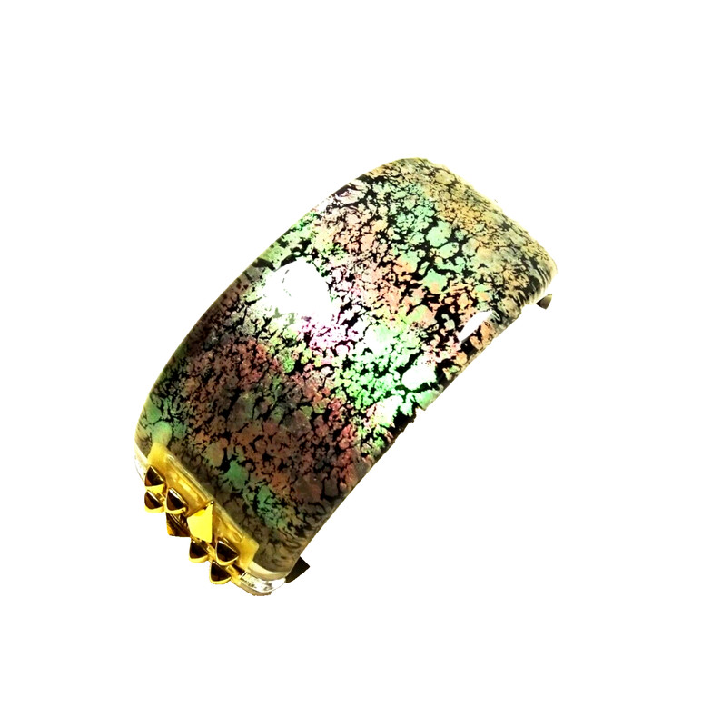 ALEXIS BITTAR Gold Plated Multicolor Glossy Lucite Hinged Bangle Bracelet gallery