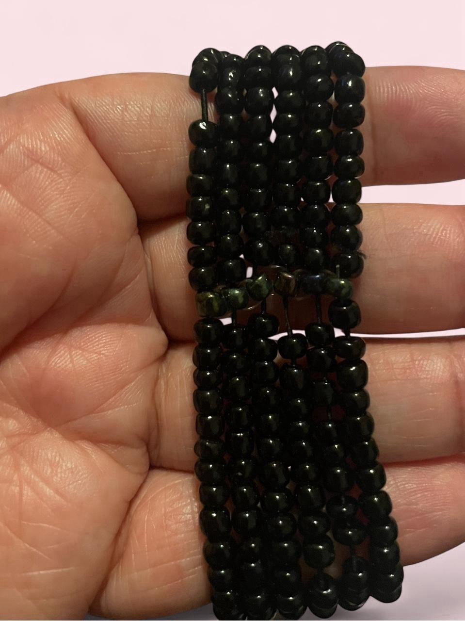 Black beaded stretchy bracelet gallery