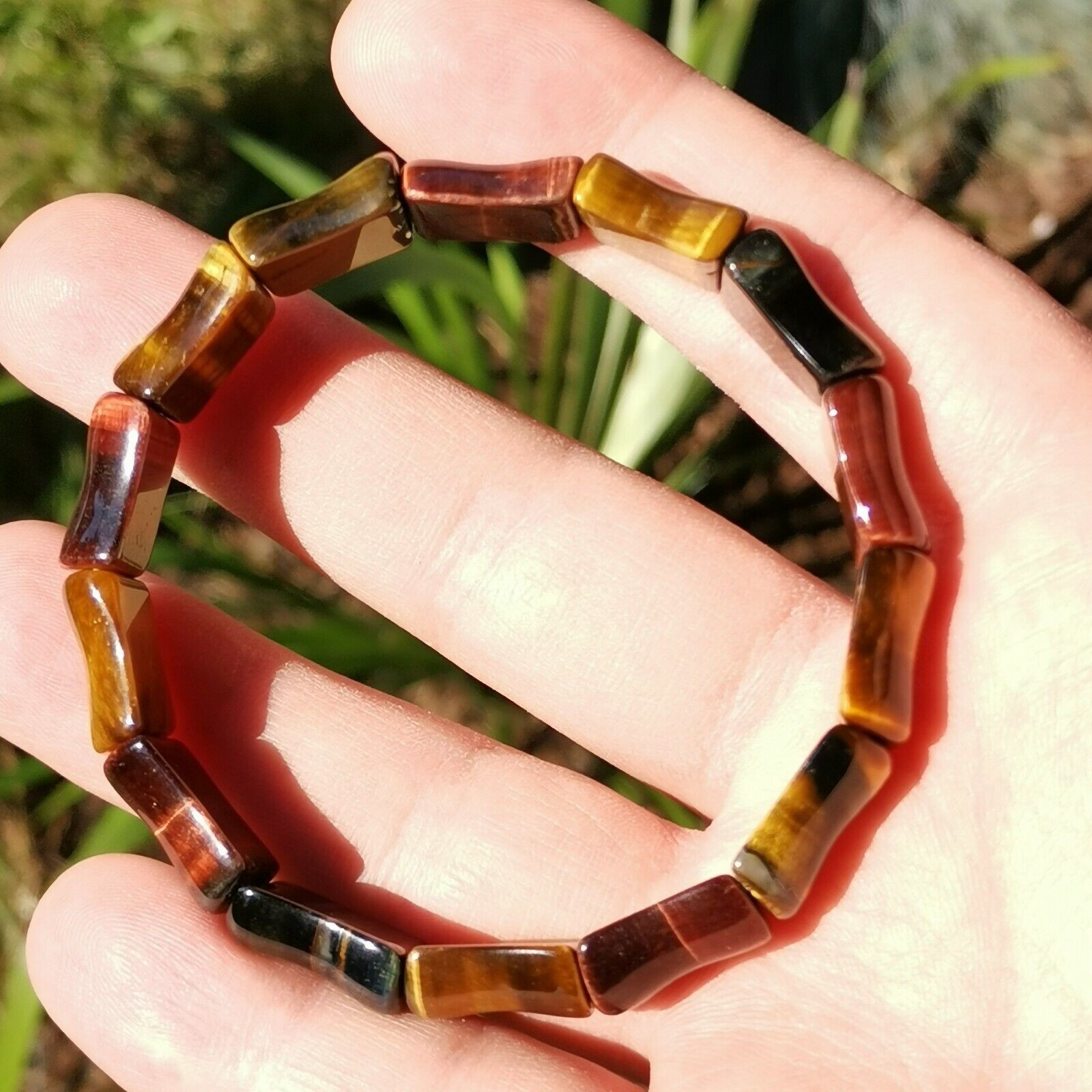 Natural Blue Red Yellow Tiger's Eye Bracelet Genuine Gemstone Crystal Healing gallery