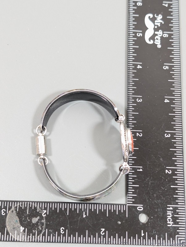 Faux Abalone Shell Initial Letter A Snap Charm Magnetic Clasp Bracelet 7 in gallery