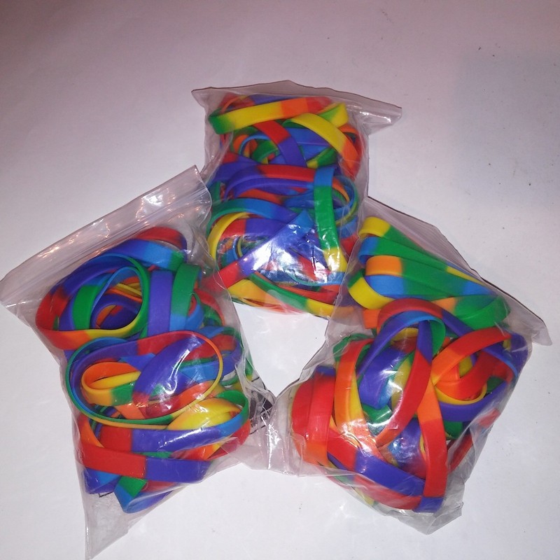 Set of 120 Bracelets Rainbow Party Favors Colorful Kids Womens Mens Pride New gallery