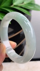 Beautiful 52/53mm Untreated Jadeite Old Pit Ice White Moonlight Formal Bangle