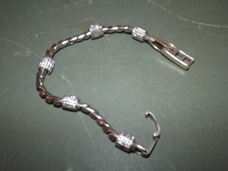 Brighton Silver Tone Meridian Bracelet Twisted Rope, Crystals Extra Clasp 8.5"L gallery