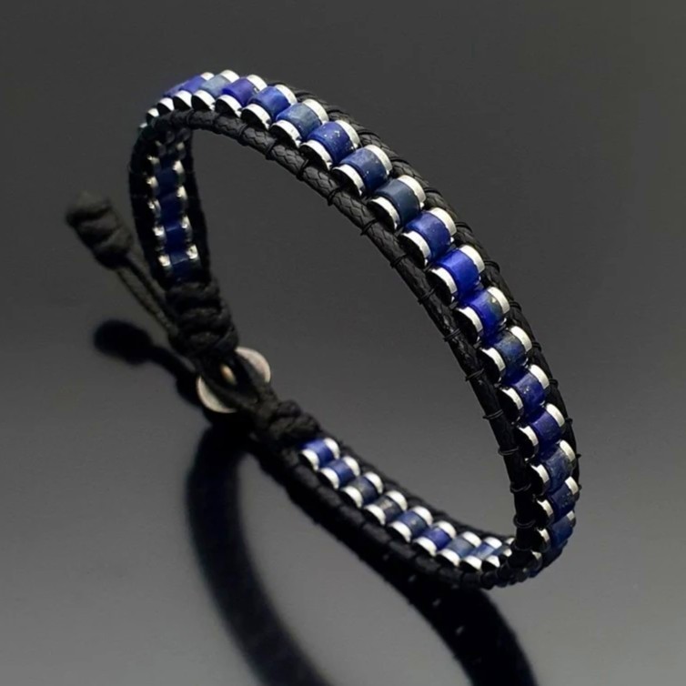 Lapis Lazuli Leather Crystal Healing Women Men Protection Retro Bracelet Gifts gallery