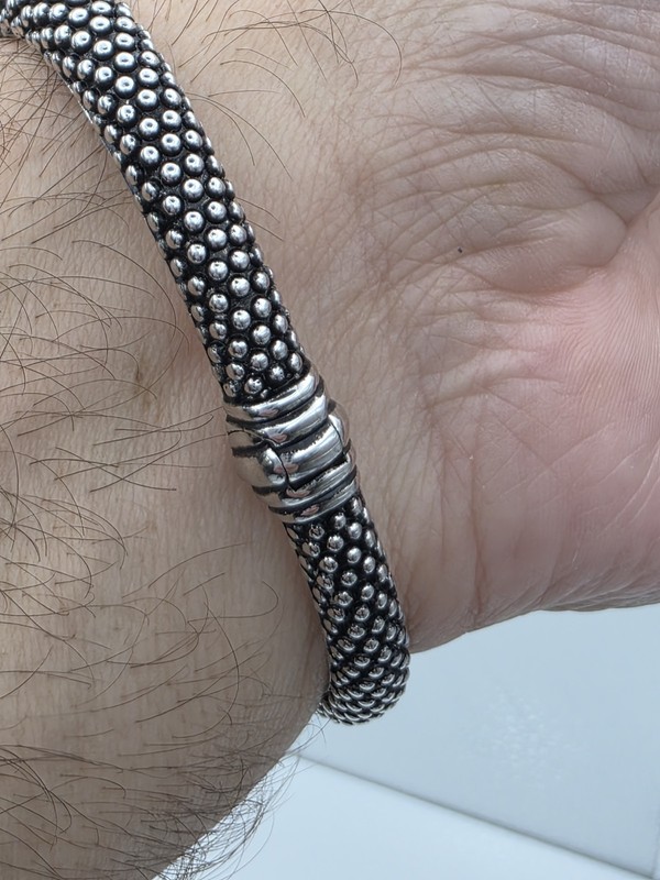 DSMK 925 STERLING SILVER 2 TONE CUFF BRACELET CZ gallery