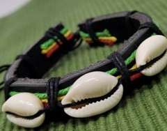 Rasta Bracelet Cowry Shell Bracelet Leather Bracelet Reggae Bracelet Jamaica