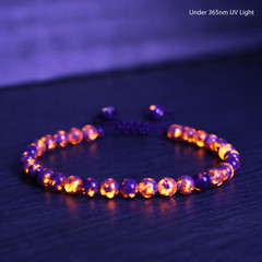Genuine Yooperlite 4mm Bead Bracelet Minimalist UV Glowing Crystal Layering Gift