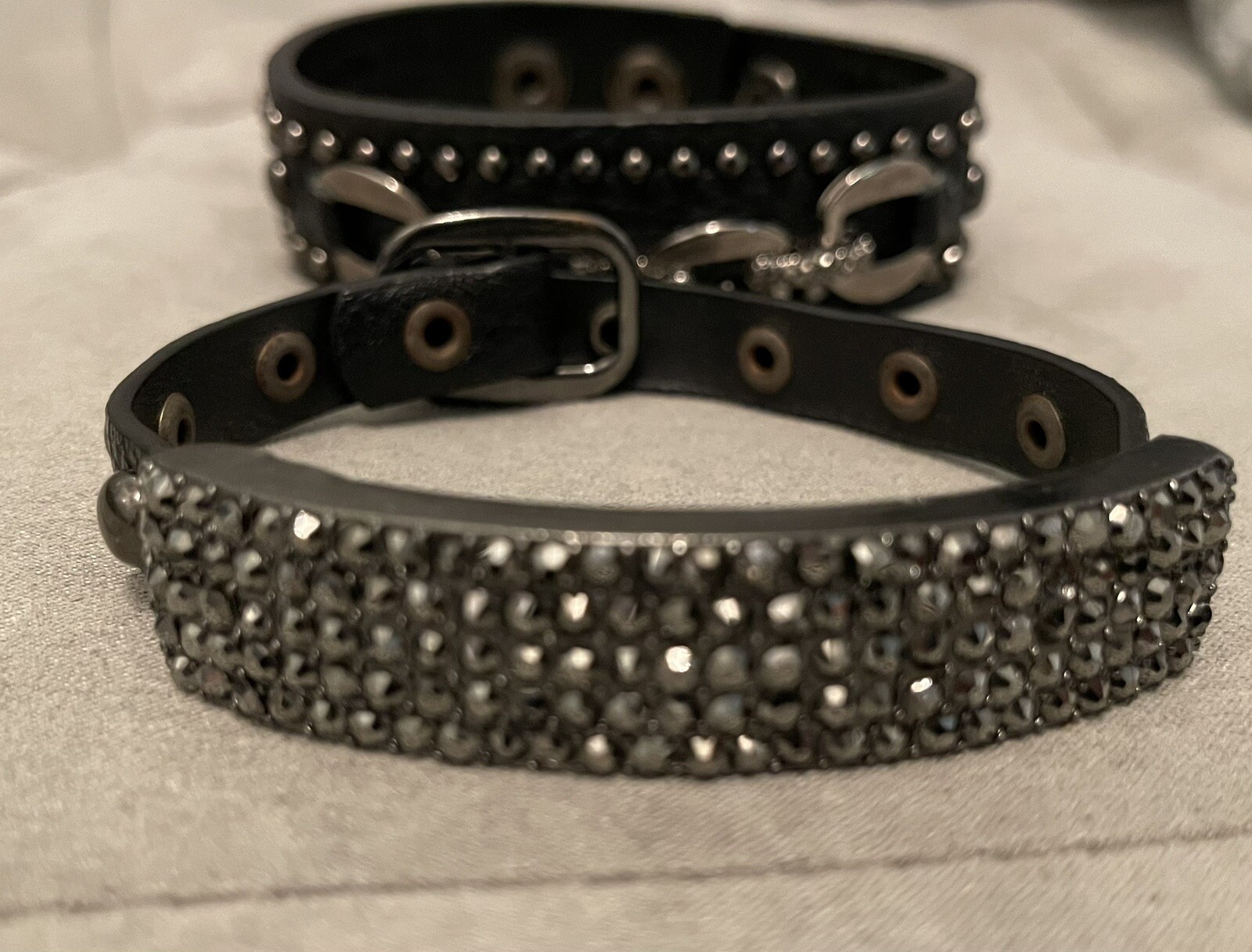 Vintage KING STAR Bracelet Black Leather Studded Set Of 2 gallery