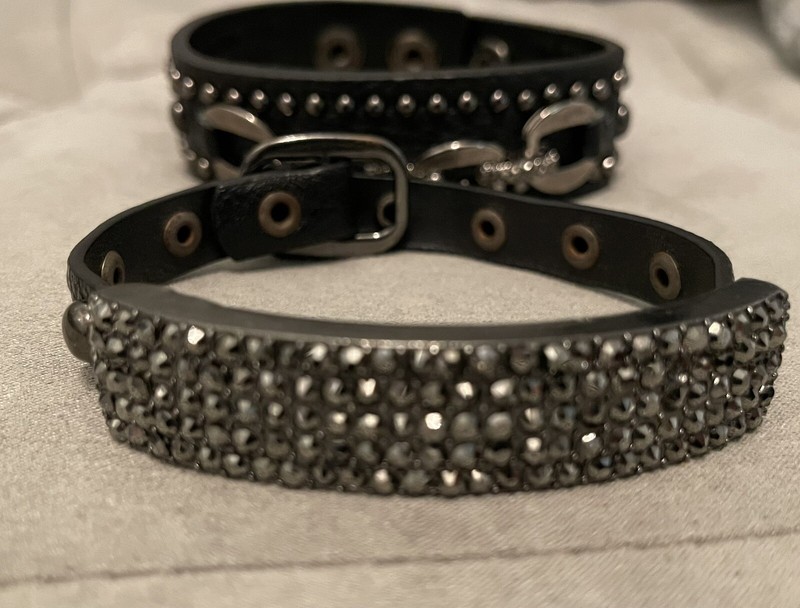 Vintage KING STAR Bracelet Black Leather Studded Set Of 2 gallery