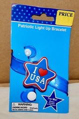LED Patriotic Light Up Bracelet I Love USA Blinking Function NIB 269G