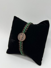 Green and Brown Thread Bracelet with Saint Jude Medal
