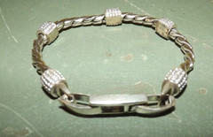 Brighton Silver Tone Meridian Bracelet Twisted Rope, Crystals Extra Clasp 8.5″L