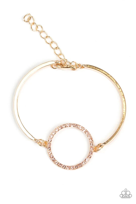 Paparazzi Bracelet- Center of Couture- Gold with Glittery Rhinestones gallery