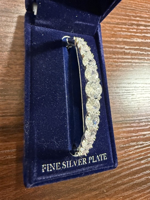 Danecraft Crystal Tennis Bracelet Fine Silver Plate Clear Rhinestone w/ Box gallery