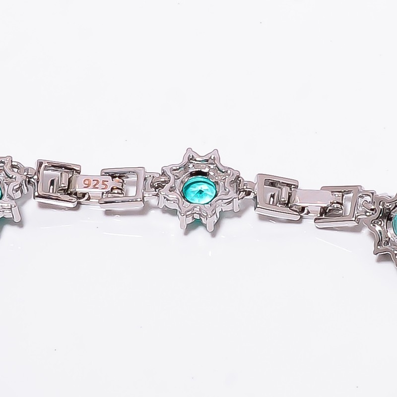 Apatite, CZ 925 Sterling Silver Adjustable Bracelet 7-8" B12798, Gift for her gallery