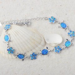 Hawaii Blue Opal Turtle Bracelet 925 Sterling Sliver Jewelry For Women Girls