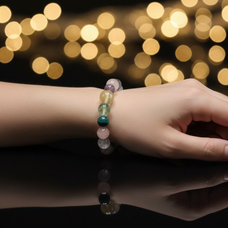 Natural Multi Gemstone Crystal Bracelet 10mm Beads Handmade Stretch 17cm gallery