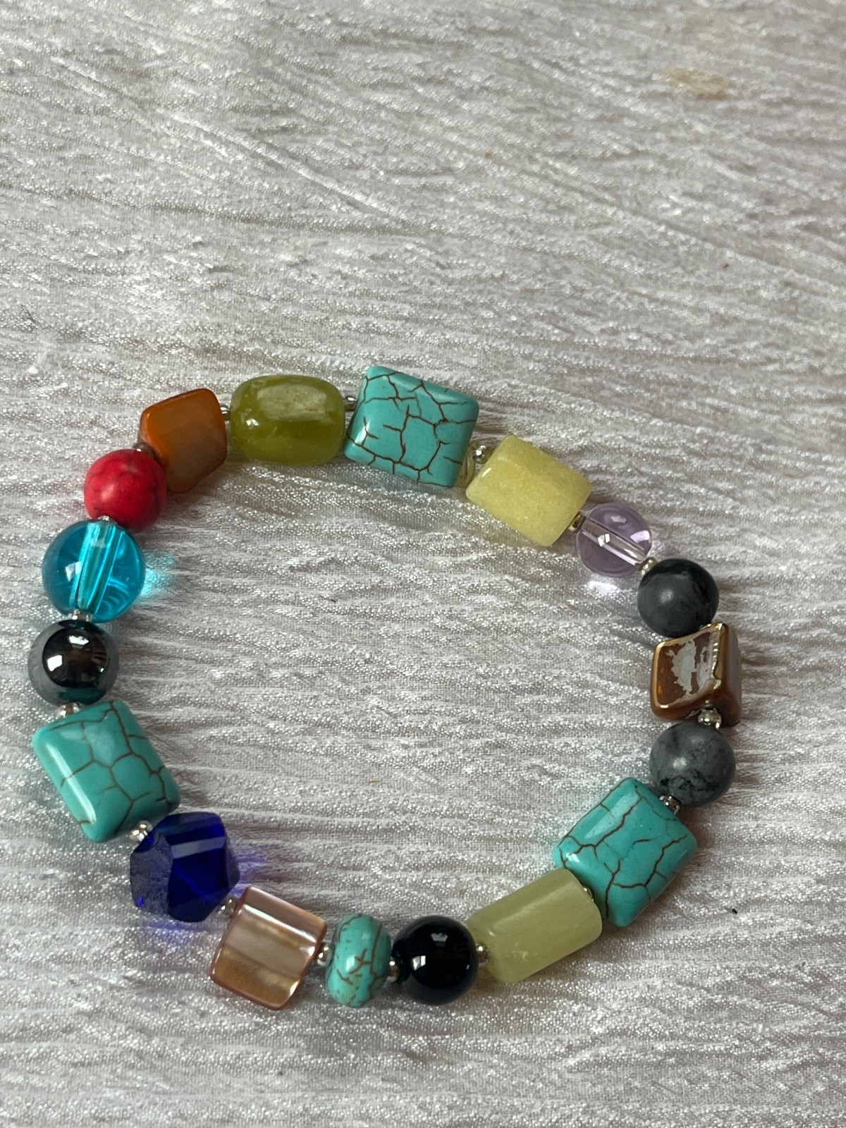Mixed Shape Color and Material Bead Stretch Bracelet - will fit small to medium gallery