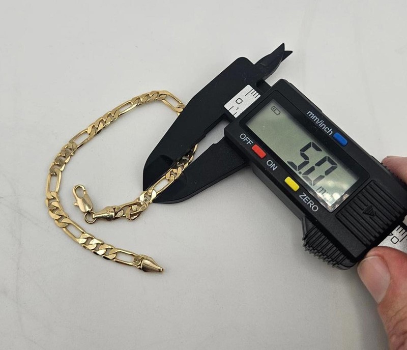 8in Sterling Silver 14k Gold Plate 5mm Figaro Bracelet gallery