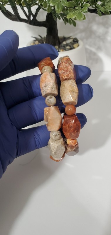 Natural Fossil Coral Bead Crystal Healing Stretch Bracelet 1pc gallery