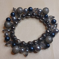 Wire Mesh Wrap Beads and Other Plastic Beads Cha Cha Stretch Bracelet