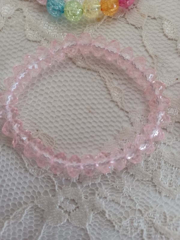 GIRLS 6 Ct ELASTIC PLASTIC BEADED BRACELETS BEAUTIFUL COLORS PARTY GIFTS FAVORS gallery