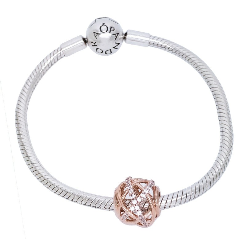 NEW Authentic PANDORA Rose 14k Gold Sparkling CZ Galaxy Charm Pendant 781388CZ gallery