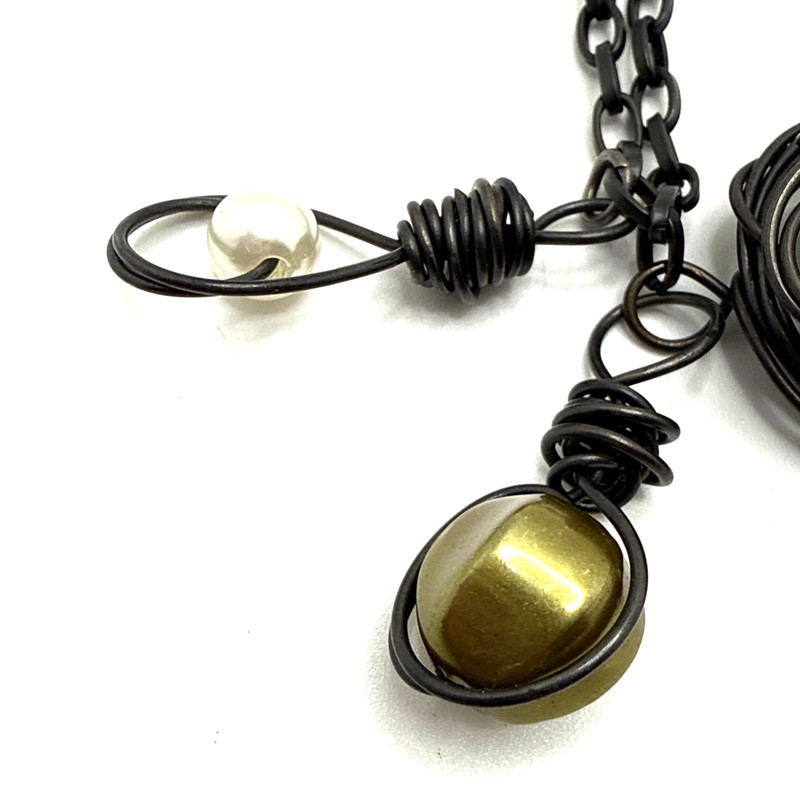Found Object Steampunk Bracelet Wire Wrapped Keyhole Key Charm Gothic Art 8" gallery