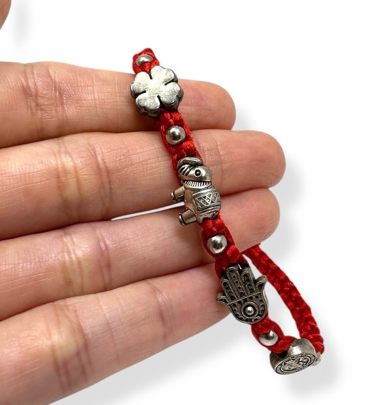 Red Good Luck Bracelet Hamsa Elephant Clover Benedict Adjustable 6–10 Unisex gallery