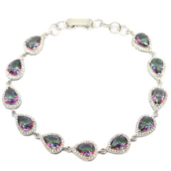 Buy 2 Get 1 Free 11.6g Fire Rainbow Mystical Topaz CZ Silver Bracelet 7-8″
