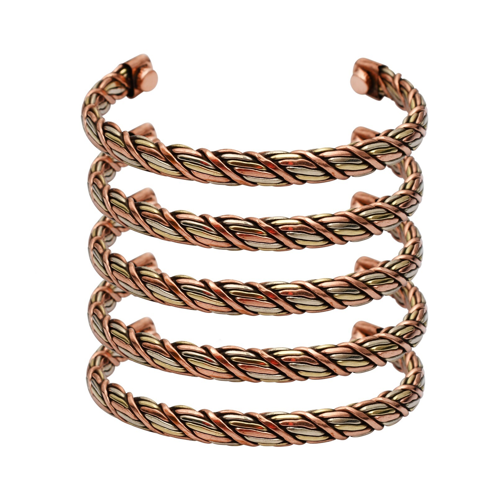 5 Pcs Two Tone Pure Copper Therapy Arthritis Pain Relief Bangle Jelwery LOT-049 gallery