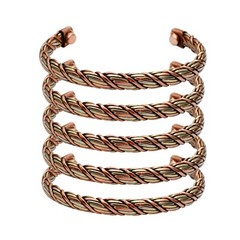 5 Pcs Two Tone Pure Copper Therapy Arthritis Pain Relief Bangle Jelwery LOT-049
