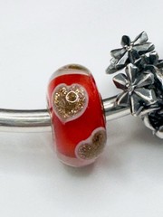 Authentic Trollbeads Valentines Day Red Hearts Of Joy Glitter New! Bead #1