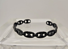By Alexa Rae Bar Melania Clara Black Link Adjustable Bracelet Bangle 6″