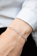 A++ Labradorite Faceted Round Gemstone Silver Filled Beads Women Bracelet 6-8”