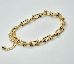Bracelet Gold Tone U-Link Chain Asymmetrical Minimalist Modern NWOT Gifting