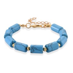 Blue Howlite Barrel Bracelet in Goldtone 93.65 ctw 7-9 Inches