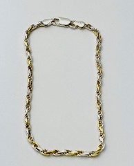 DaneCraft 24KT Gold Over 925 Sterling Silver 2 Tone 5.1g Solid Rope Bracelet 8”