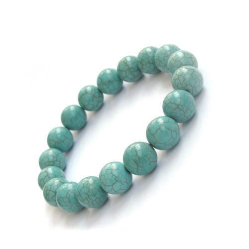 Fashion 10mm Turquoise Round Beads Men Women Lady Girl Stretchy Bangle Bracelet gallery