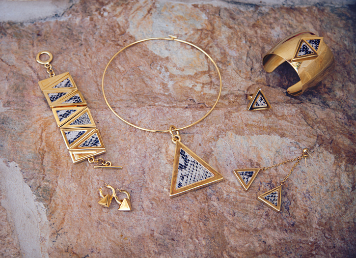 Roman Luxe x Karla Deras 14k Gold-Plated Python Triangle Toggle Bracelet $100 NW gallery