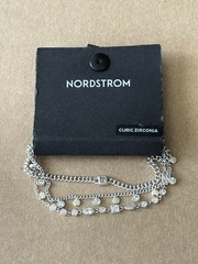 Nordstrom Cubic Zirconia Layered Chain Bracelet Set of 3 Silver Tone New Carded