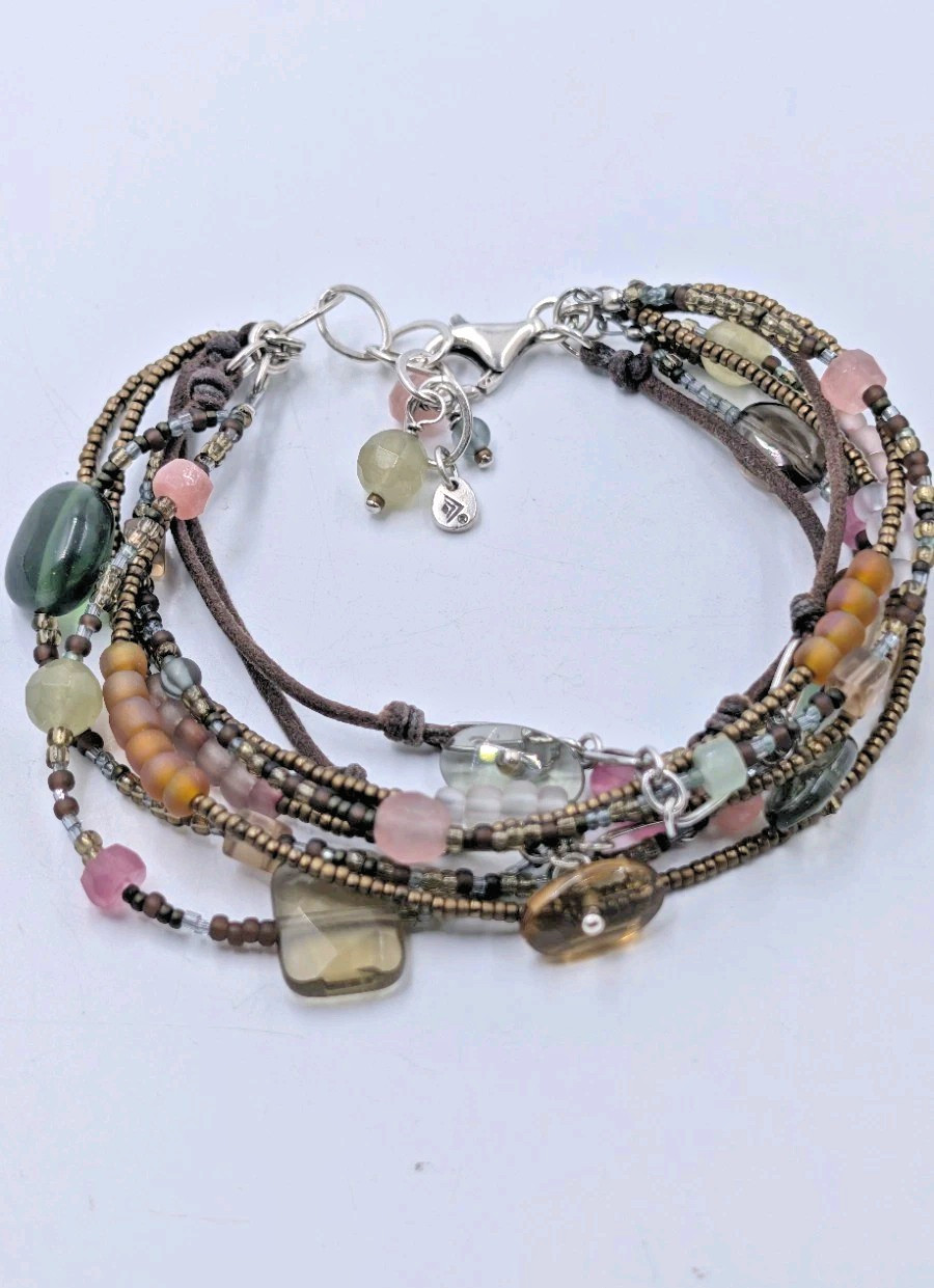 SILPADA B2090 Multistrand BRACELET Chalcedony, Smoky Quartz & Beads. Adjustable gallery