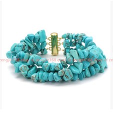3 Row Fashion 5-8mm Multicolor Gravel Jasper Irregular Gemstone Bracelet 7.5in