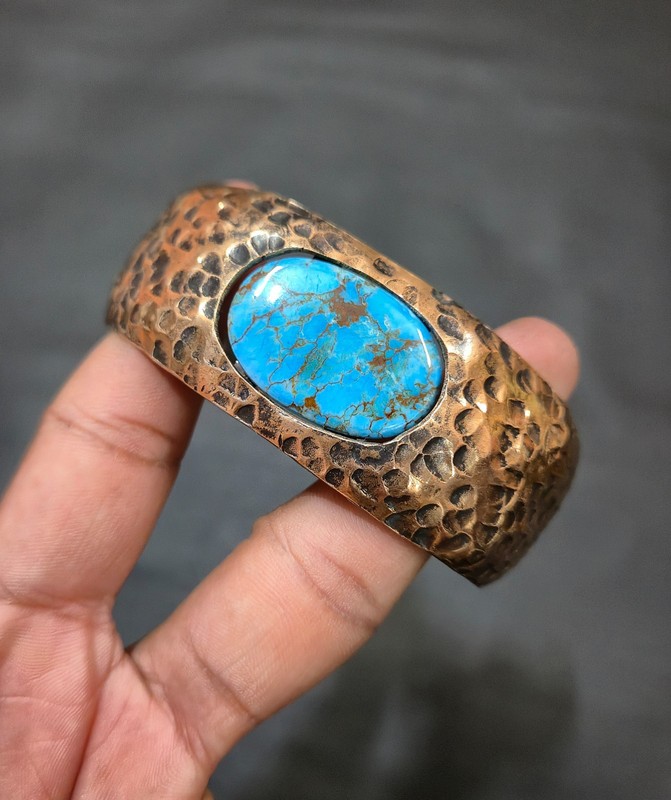 Tibetan Turquoise Copper Wire Wrapped Bangle Adjustable Cuff Gift Bangle gallery