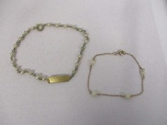 2 VINTAGE FAUX PEARL GOLDTONE ID BRACELET NOT ENGRAVED & OTHER 12K GOLD FILLED
