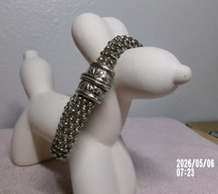SILVERTONE METAL ROUNDED POPCORN CHAIN LINK BRACELET W/MAGNET CLASP 8″ L