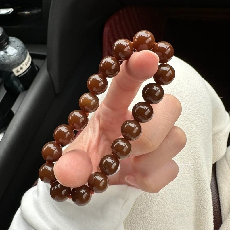 Natural Hotan Jade Brown Sugar Hand String 6mm True Jade Ball gallery