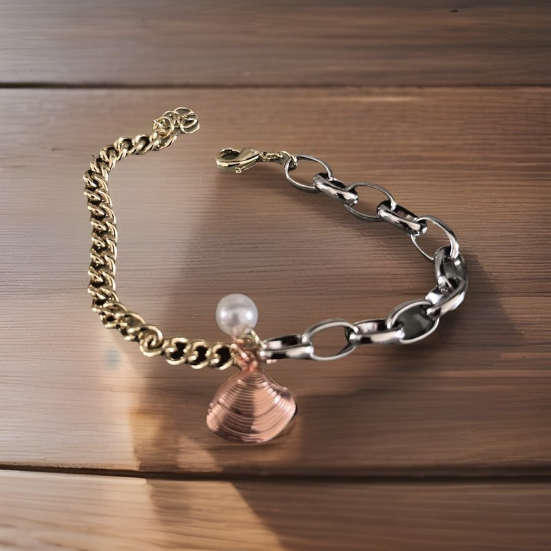 Modern Coastal Bold Charm Bracelet - Mixed Chain, Multi-tone Gold Plated - New gallery