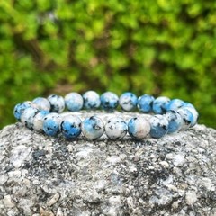 Natural K2 Jasper Stone Bracelet 8mm Azurite Gemstone Stretch Bracelet Handmade